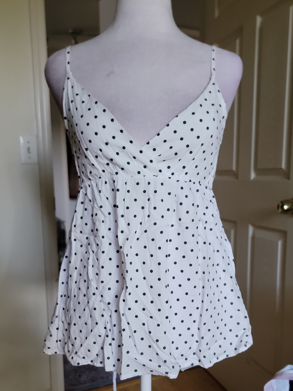Brandy Melville White Polka Dot Spaghetti Strap Top